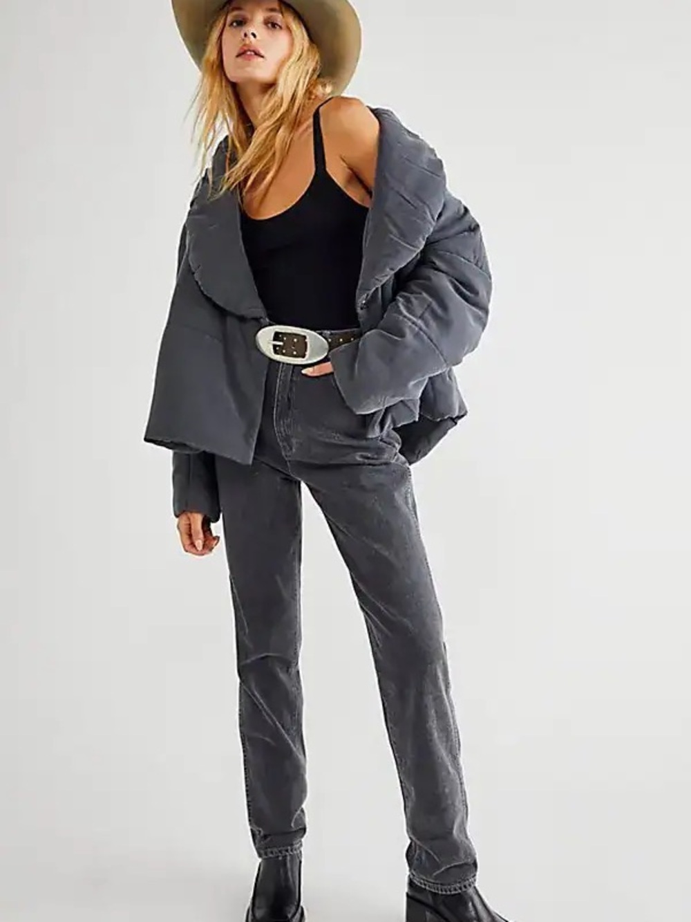 Free People Dolman Duvet Wrap Jacket Oversized Puffer Black M